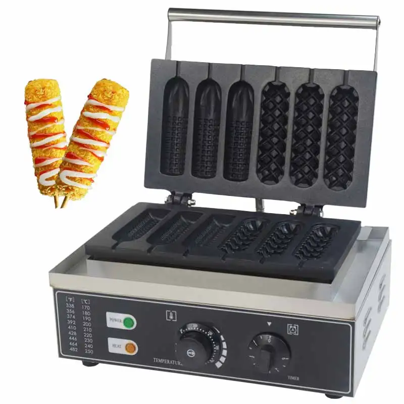 Commercial Belgian Bubble Waffle Machine Sausage Hot Dog Waffle Machine Waffle Maker Non-stick Electric 6 Sticks