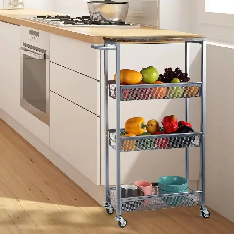 

Ultra-thin storage cart, shelving unit for small spaces, suitable for narrow spaces in kitchens, bathrooms