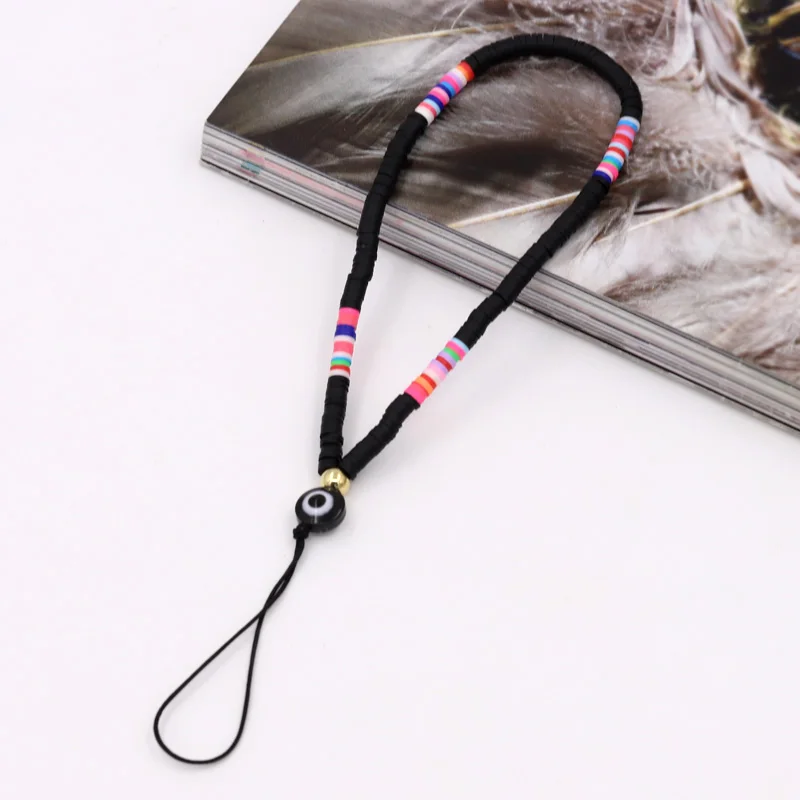 2024 Trendy Mobile Strap Phone Charm Clay Beads Phone Chain Evil Eye Jewelry for Women Girls Anti-Lost Lanyard Accessories Gifts