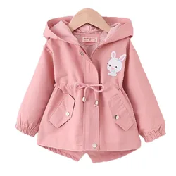 Girls Windbreaker Jacket Autumn Long Sleeve Fashion Lace Trench Coats Children Solid Outerwear Girl Toddler Costume For 1-7Years