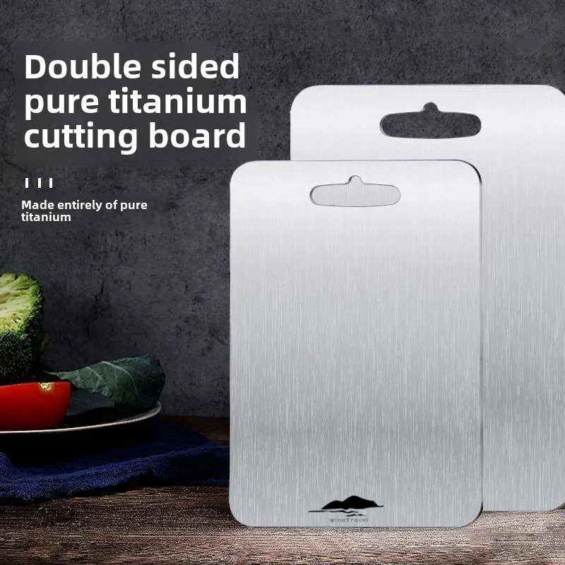 Pure titanium cutting board Thickened outdoor household cutting board Meat cutting board Fruit double-sided cutting board