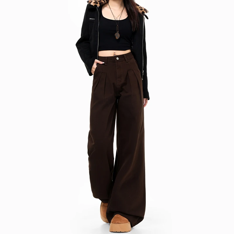 

Стильные джинсы Melard Coffee Color в уличном стиле с эффектным дизайном пояса для женщин