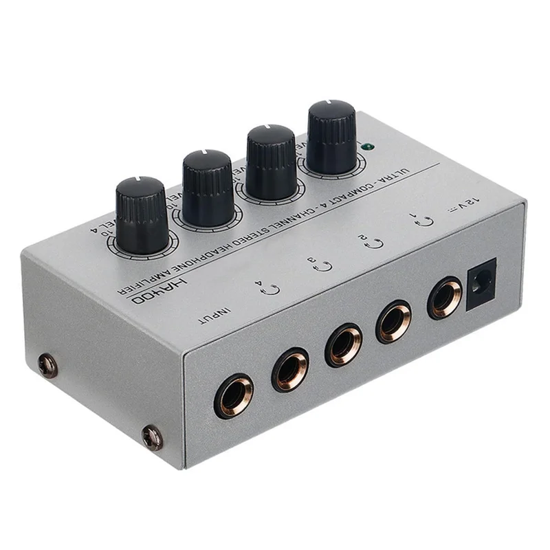 B03B-Ultra-Portable HA400 4-Channel Metal Stereo Headphone Amplifier For Sound Mixing And Guitar, EU Plug