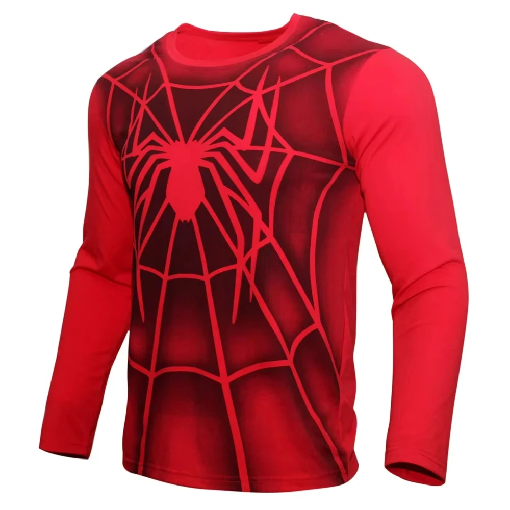 Toby The Battle Suit of Spider-Man, Red T-Shirt, Superhero Cosplay Costume, Thin Shirt, Cos Mask for Man Birthday Gift