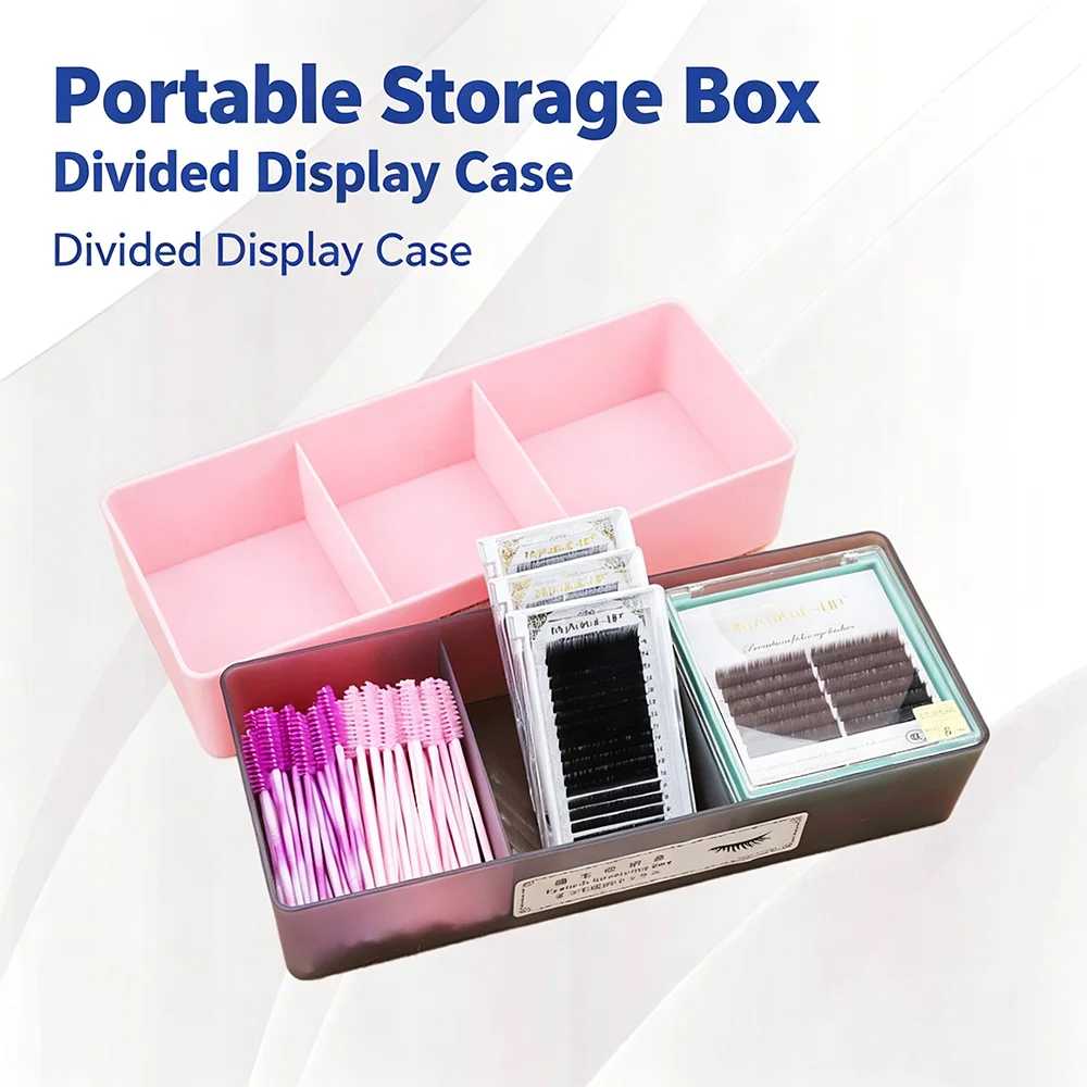1PCS Eyelash Storage Box Desktop Organizer Portable False Lash Display Case with Compartments