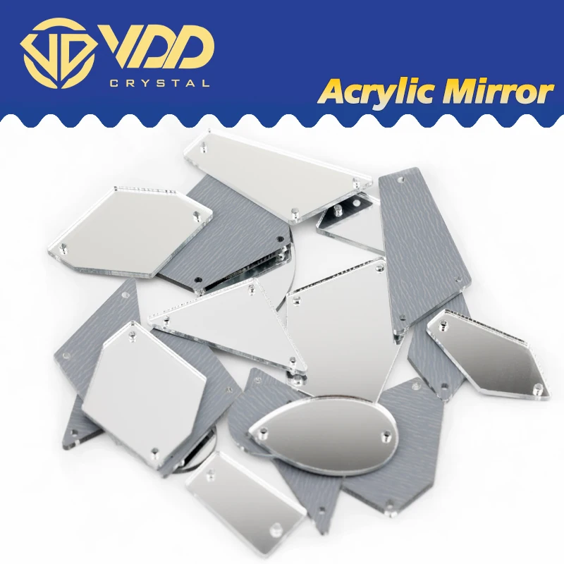 VDD Ozeanform Acryl-Spiegel-Strasssteine, Glas-Glitzersteine zum Nähen, Flache Rückseite zum Aufnähen – Detail 4