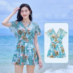 Latest Arrival Swimwear Women One Piece Tunic Ruffle Swimming Suit V Neckline Push Up Swimsuit Swim Skirt Beachwear Plus Size