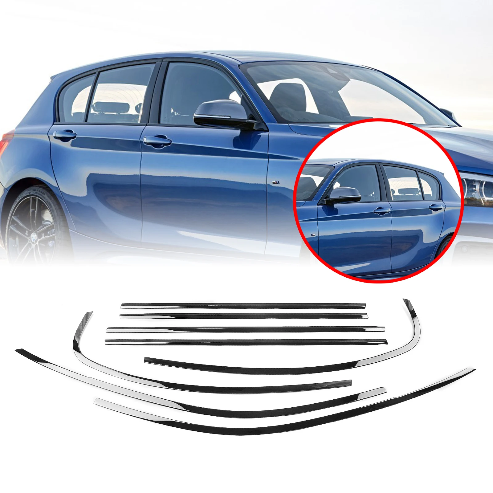 For BMW 1 Series F20 2017-2023 Chrome Black Car Exterior Window Decoration Strip Moulding Trim Seal Belt Weatherstrip Decorative