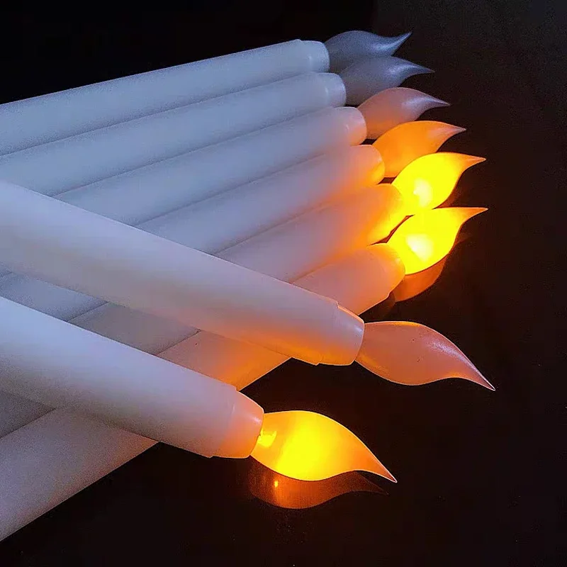 LED Long Candle Flameless Pointed Candle Light Battery Powered Candle Light for Home Birthday Wedding Dinner Party Decoration