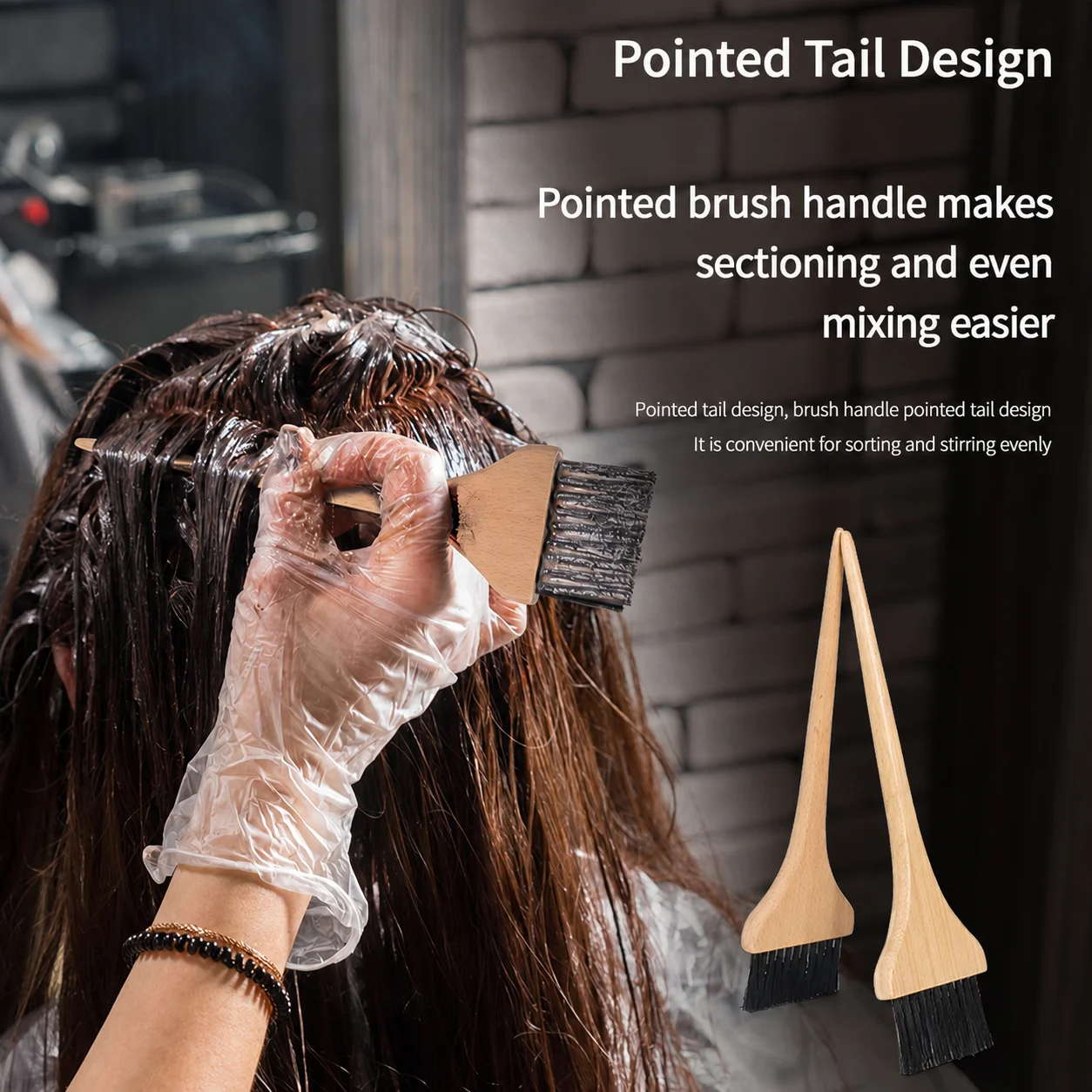 Wood Handle Hair Brush Pointed Tail Hair Treatment Brush Pointed Tail Hair Brush Wooden For Barbershop Home Use