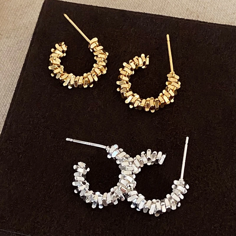 PONYKISS 925 فضة 18K الذهب حرف C هندسية وأقراط للنساء الحد الأدنى الكلاسيكية غرامة مجوهرات اكسسوارات