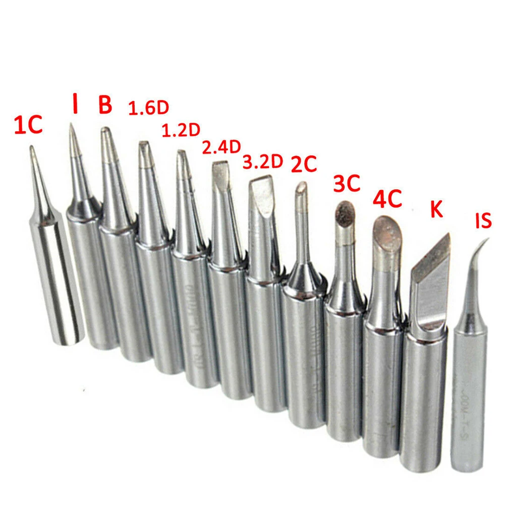 12pcs/Set 900M-T Soldering Iron Tips Lead-Solder Tips Welding Head Soldering Tools For 936 8586 852D Soldering Stations