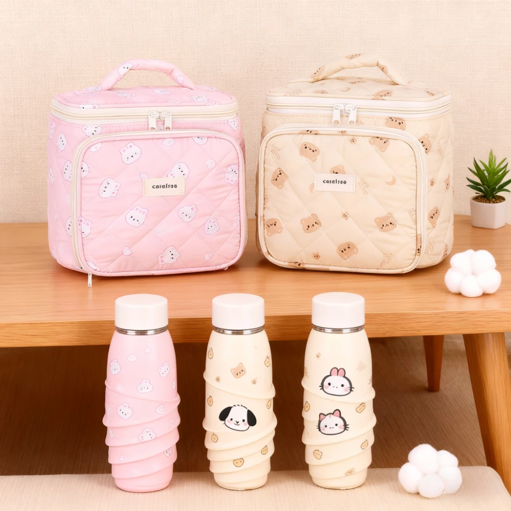 Women's new multifunctional cartoon makeup bag divided storage Cosmetics organizer, travel essential toiletries bag Pencil cases