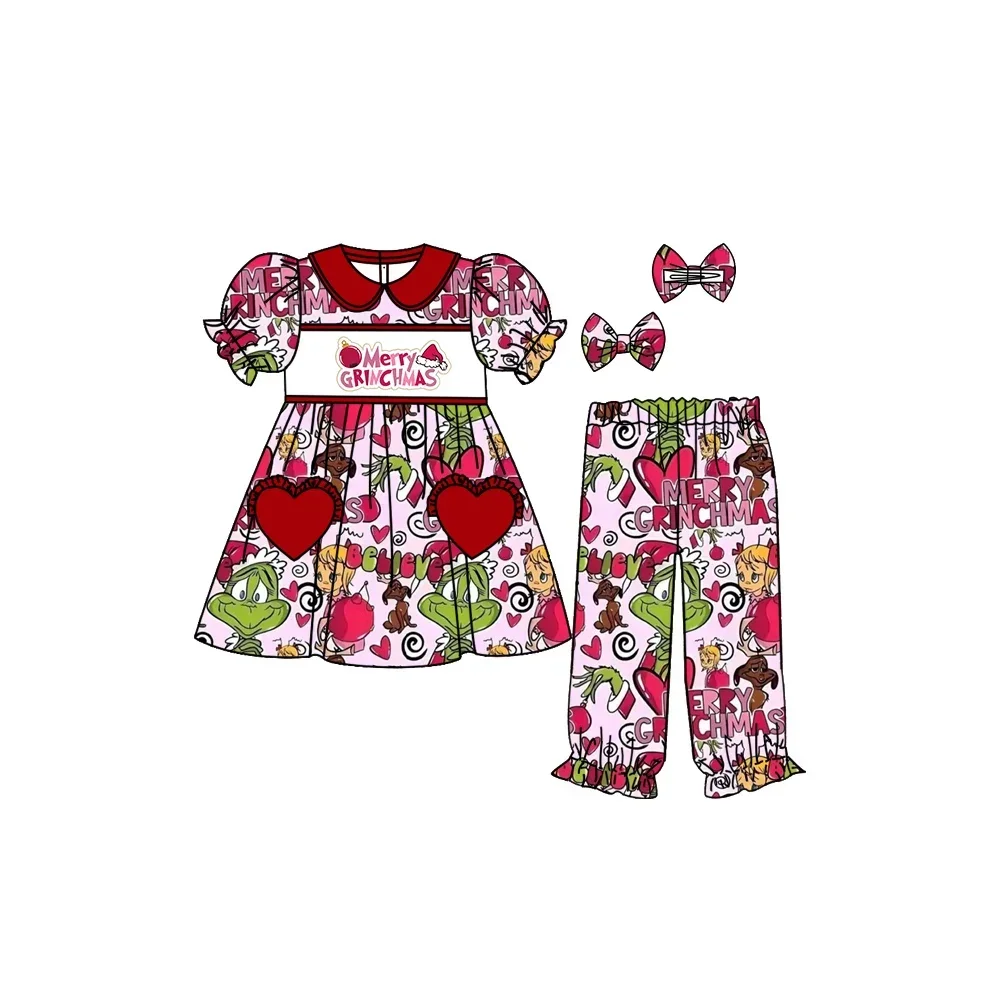 Boutique hot-selling baby autumn pajamas are the elderly element suit for baby girls with love pocket design and nightgown