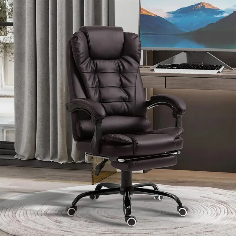 AnneFish Executive Bürostuhl mit hoher Rückenlehne, gepolsterte Armlehne, höhenverstellbar, Braun