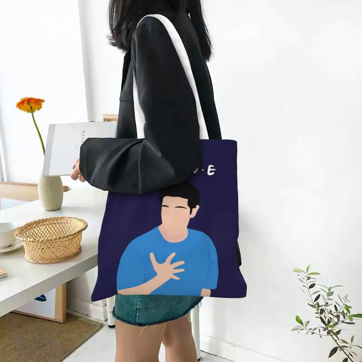 I'm Fine Canvas Tote Bag Eco-Friendly Large Capacity Grocery Bag for Women Friends Tv Show Ross Geller Student Bags