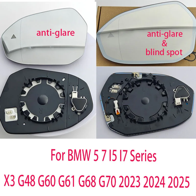For BMW 5 7 I5 I7 Series X3 G48 G60 G61 G68 G70 2023 2024 2025 Auto Dimming Heated Blind Spot Warning Rear Mirror Glass new