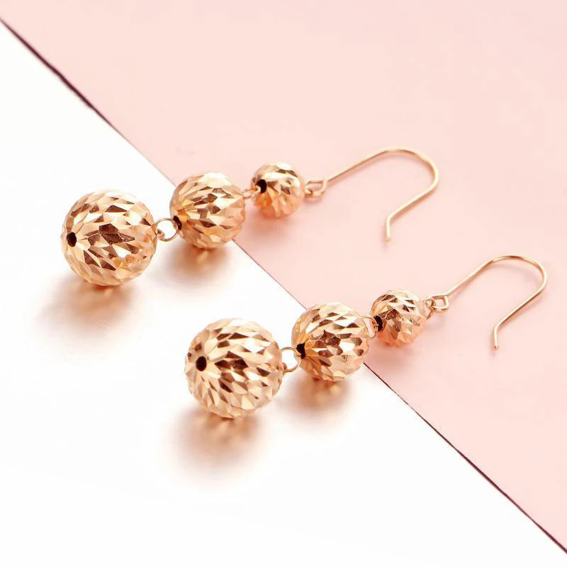 585 purple gold plated 14k rose gold beaded tassel earrings classic luxury craftsmanship fashion ladies engagement jewelry gift