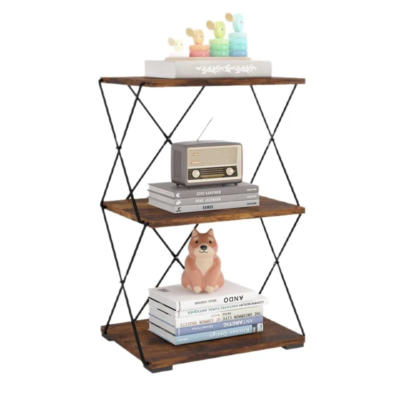 Retro home shelf, living room simple display shelf, floor-to-ceiling multi-layer