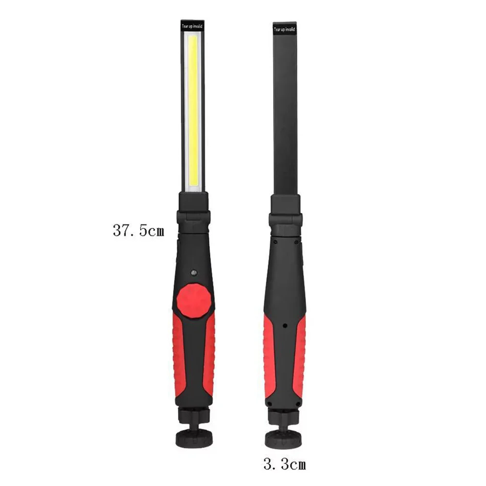 Compact Cob LED Rechargeable Work Light Magnetic Base 180 360 Degree Rotatable Flashlight for Emergency Repairs Red