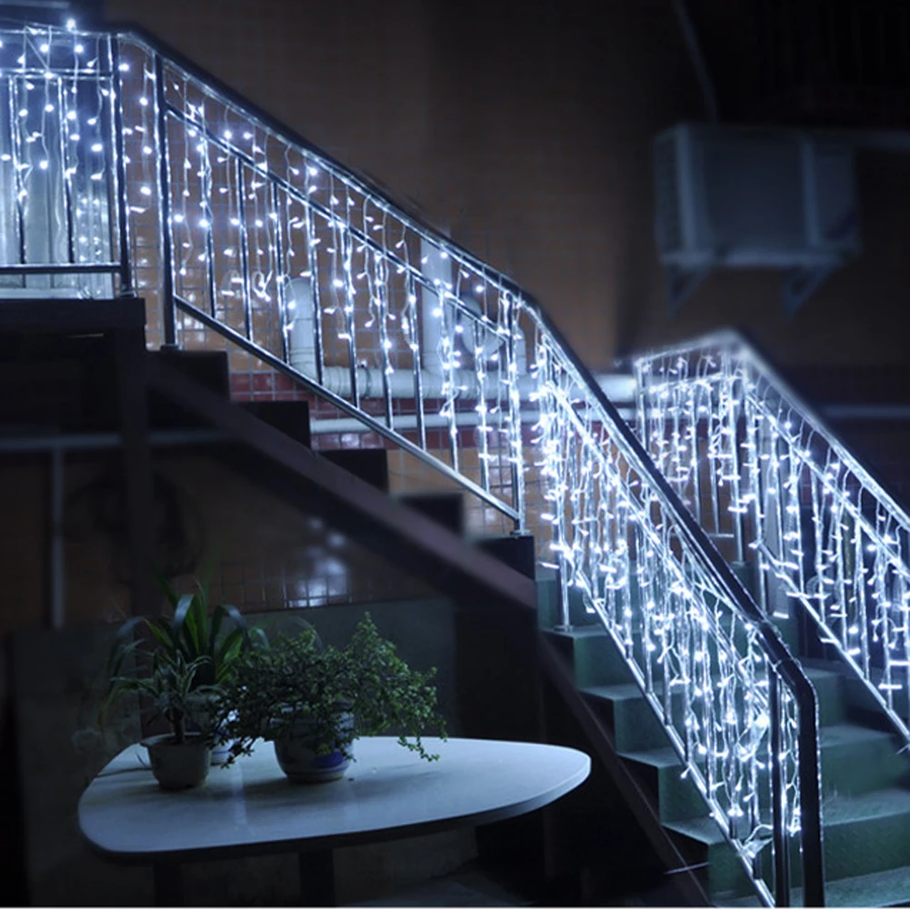 1pc US Plug Starry Sky Ice Bar Light String, 4m*0.6m 96 LEDs Flash Waterfall Light Decoration for Christmas Outdoor