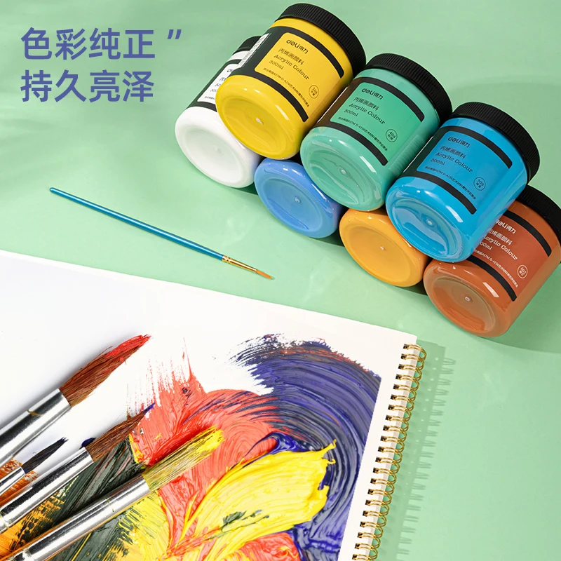 Deli 300ml Acrylic Pigment High-Capacity DIY Model Art Wall Painting Hand Drawn Poster Graffiti Pigment Office Learning Supplies