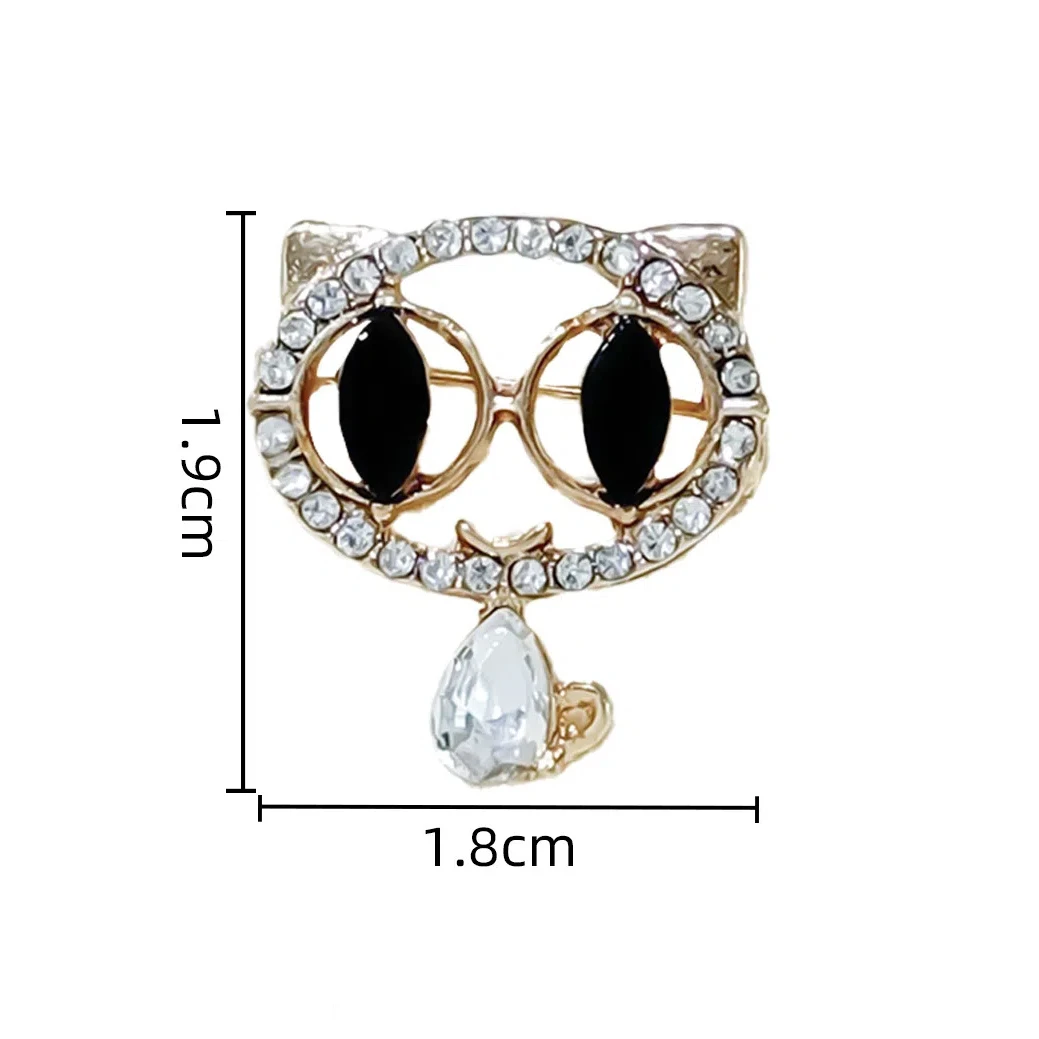 New Sparkling Rhinestone Cute Enamel Cat Brooches for Women Unisex Animal Combo Pins Office Party Casual Accessories Gifts