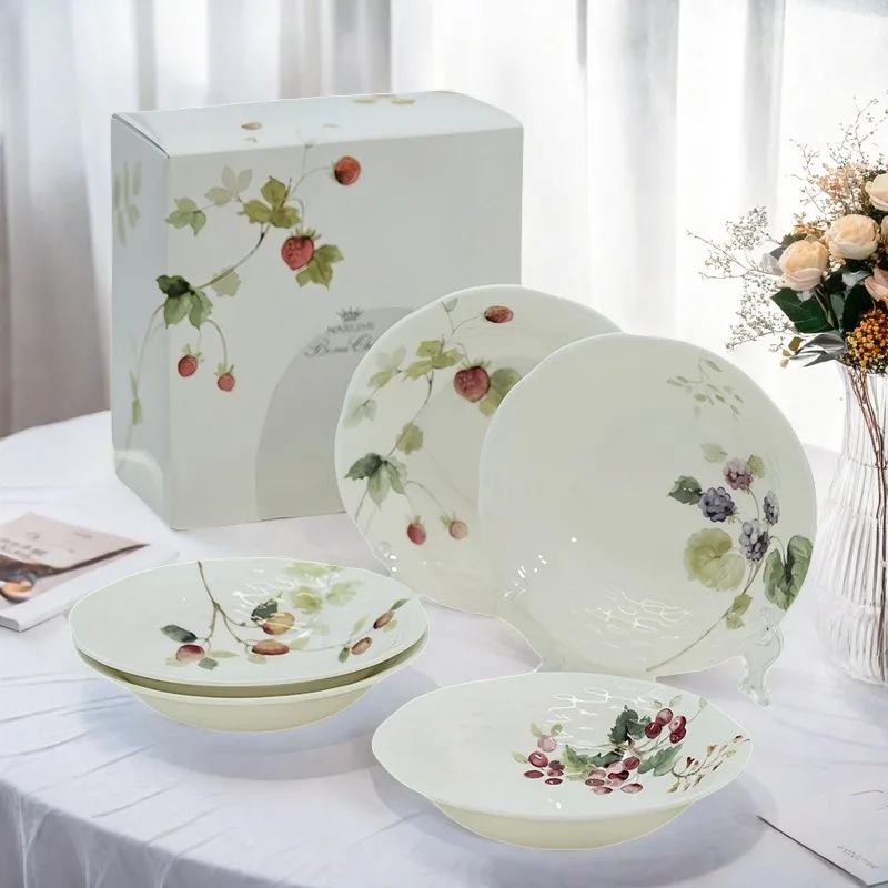 

Japanese Lucy Garden Bone China 16cm Deep Plate 5 Piece Set For Wedding Gift Souvenir And Home Dining