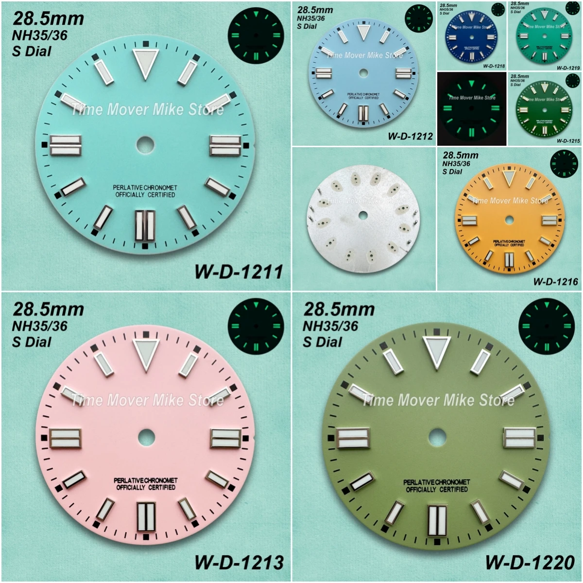 

Матовый циферблат 28,5 мм с логотипом S, подходит для механизмов NH35/NH36/4R/7S, зеленое люминесцентное покрытие, милые цвета, аксессуары для модификации часов Day Just NH35