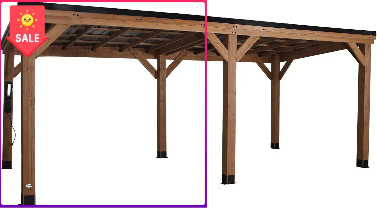 

Акционная цена: Уличный павильон-беседка Arcadia 20' x 9.5' из кедрового дерева с жесткой крышей из оцинкованной стали со скатной кровлей, с защитой от снега и ветра.