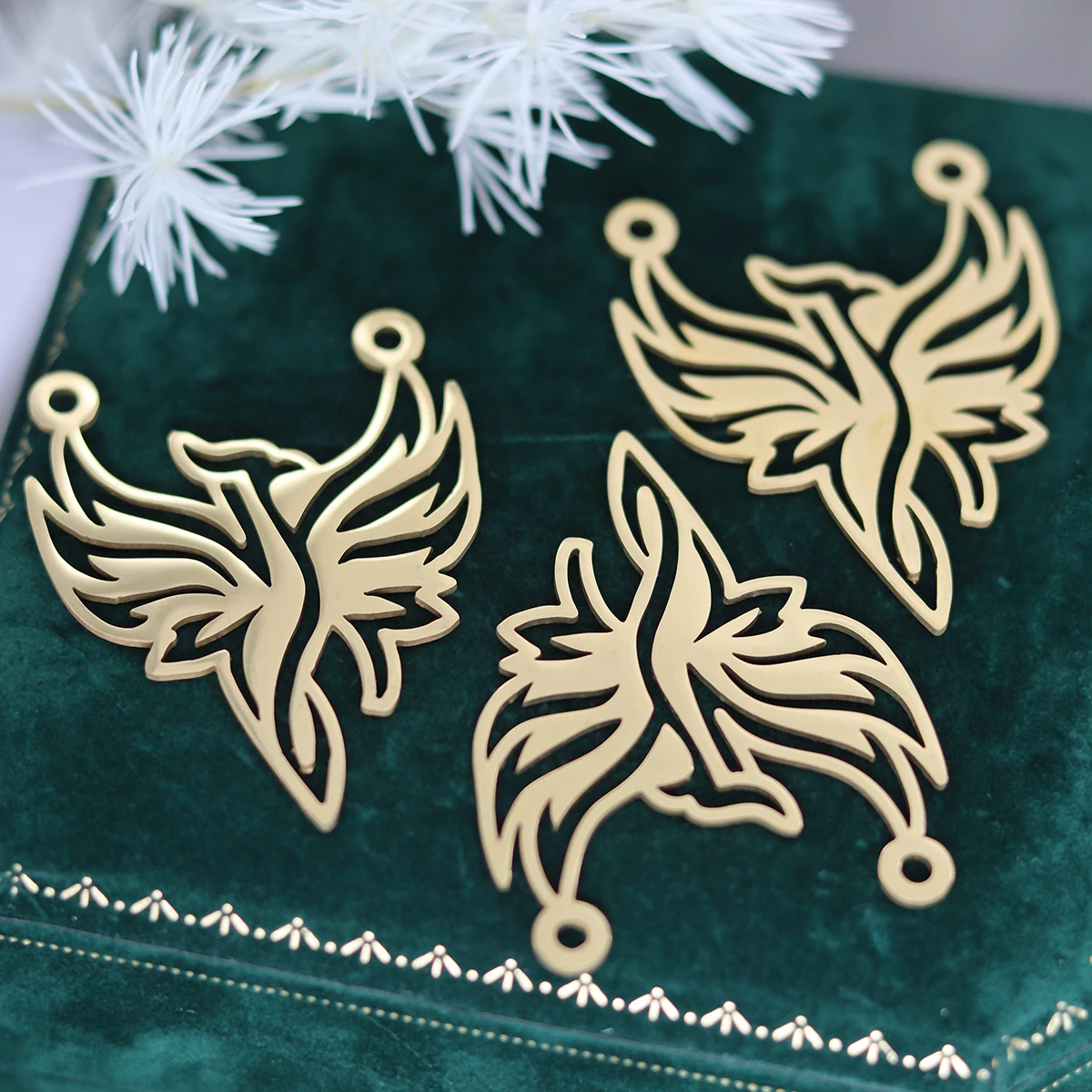 3 szt. Uroki ze stali nierdzewnej Phoenix Firebird na materiały do wyrobu biżuterii ptak wisiorek w kształcie zwierzątka naszyjnik DIY kolczyki akcesoria — zdjęcie 5