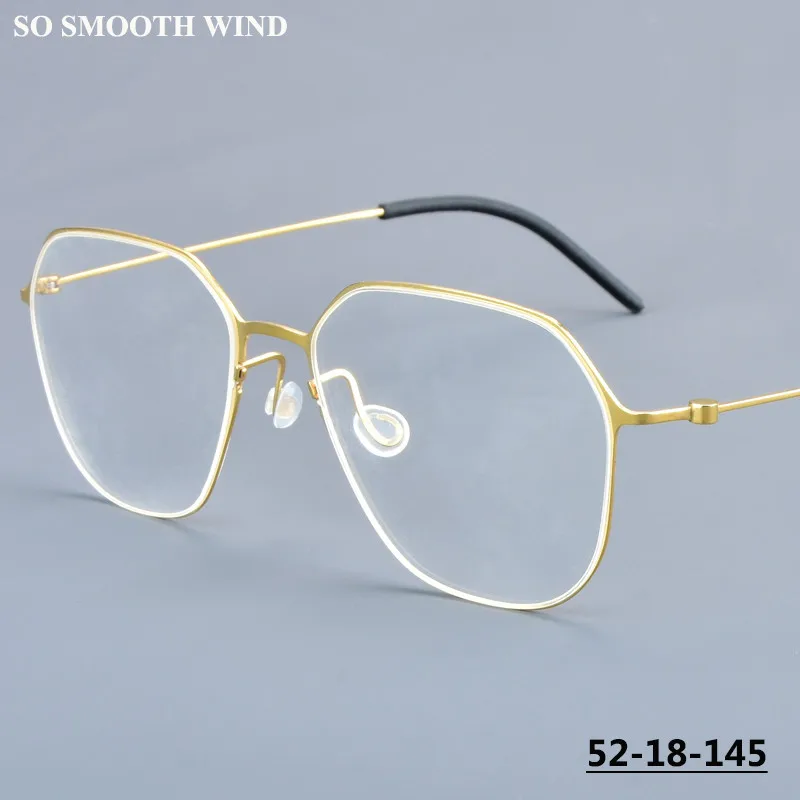 Denmark Ultralight Titanium Screwless Polygonal Eyeglasses 5505 Men Square Handmade Thin Glasses Frame Classic Glossy Spectacles