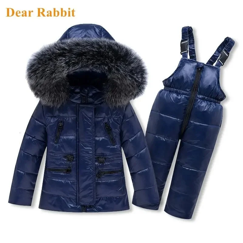 

2023 Winter Children Ski Snow Suit Warm Clothing Set down Jacket Overalls toddler Boy baby girl Clothes Kids thin Outerwear coat