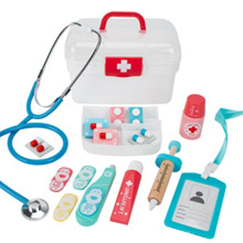 Jouets de maison de jeu de médecin en bois pour enfants, boîte à médicaments, éducation de la petite enfance