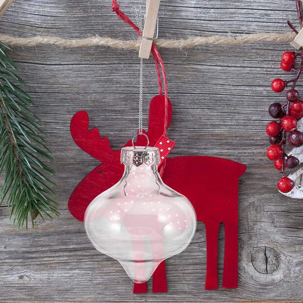 

6Pcs Silver Decorated Fillable Ornament Christmas Craft Hanging Storage Pendant For Xmas Tree Party Decoration