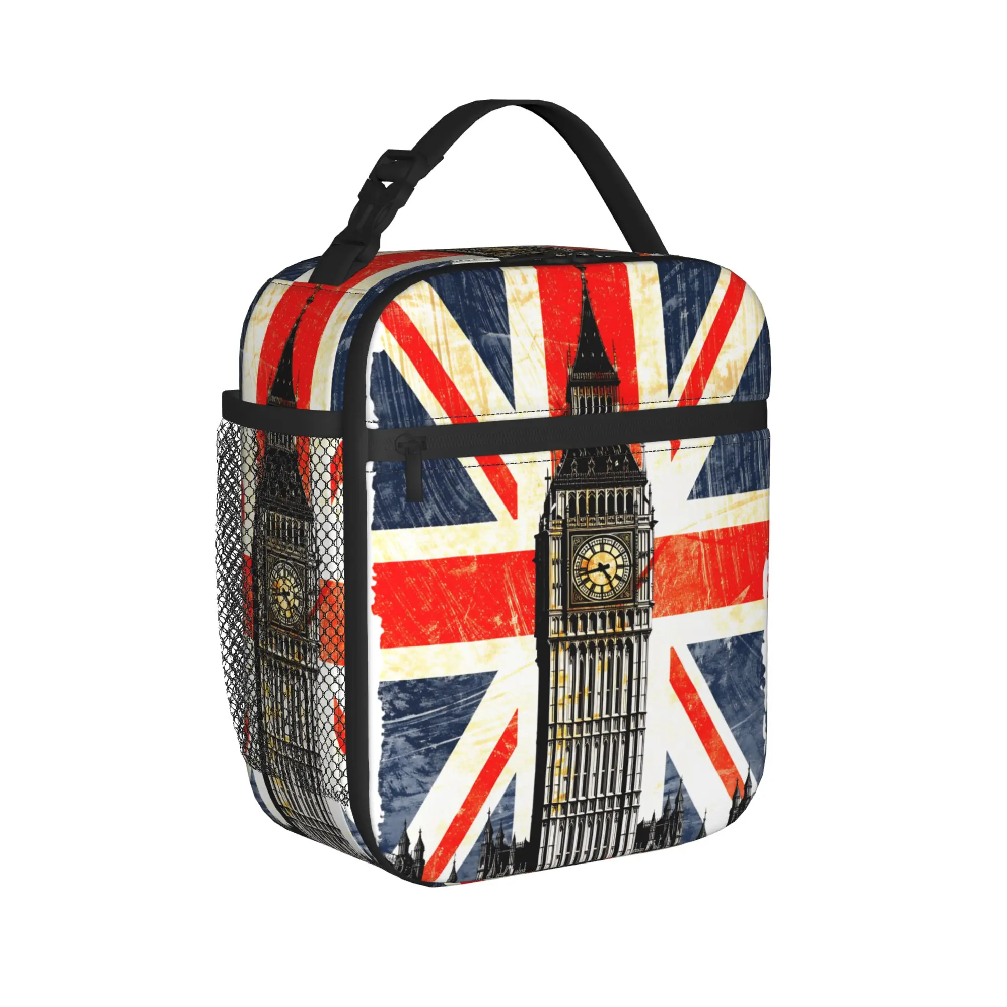 Flag Of The UK  Lunch Bag  Portable Lunch Box Girls Outdoor Picnic Print Cooler Bag Casual Oxford Thermal Tote Handbags