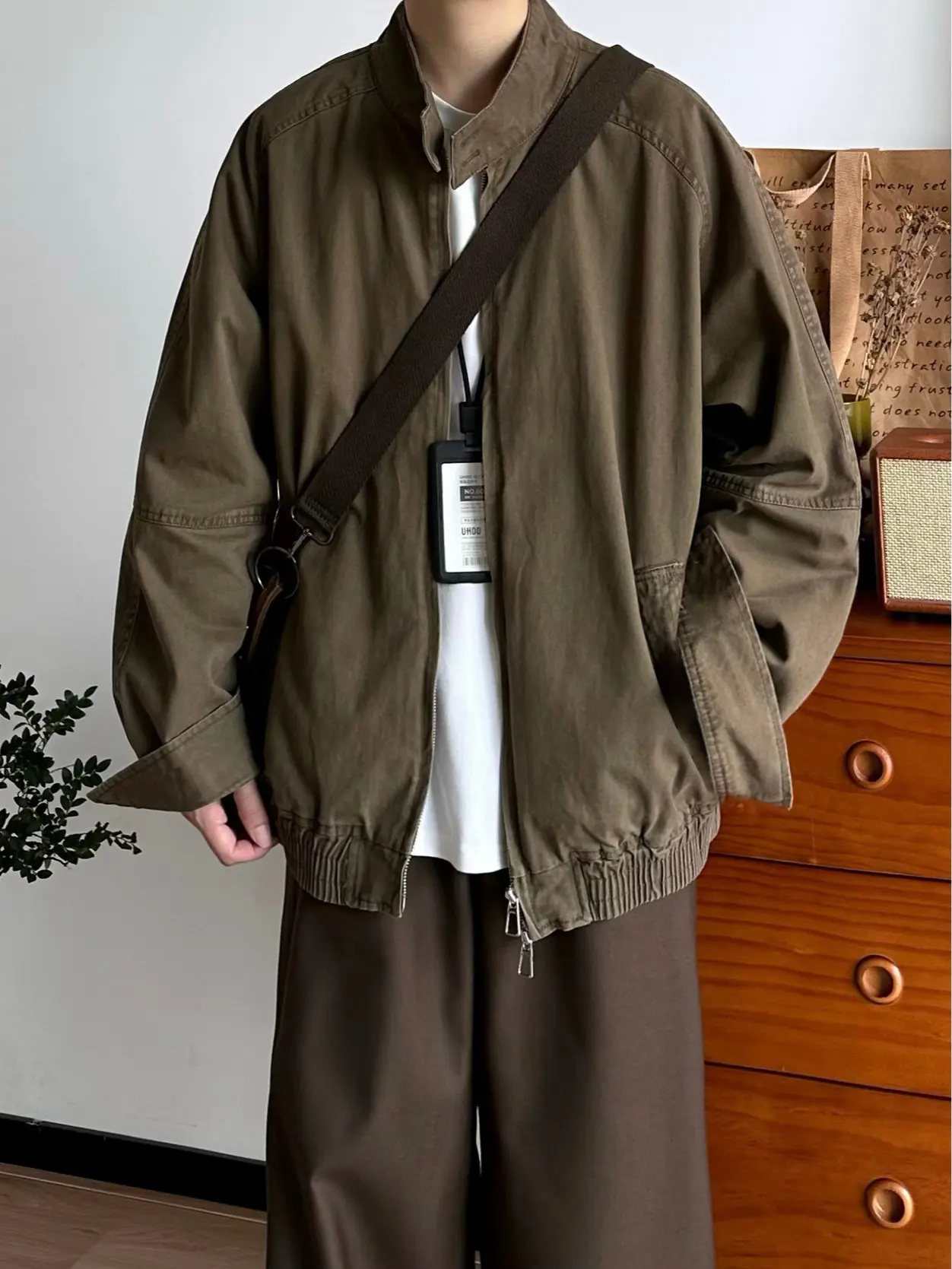 

Retro Japanese Sle Loose Fit Stand Collar Workwear Jaet Men's Spring Autumn New Sle Versatile Commute Clean Fit Coat