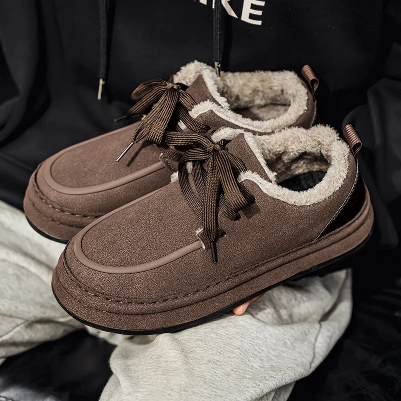 

2025 New Thick Soled Versatile Casual Sports Trend Autumn and Winter Low Top Casual Fashion with Thick Velvet Men's Shoes Trend