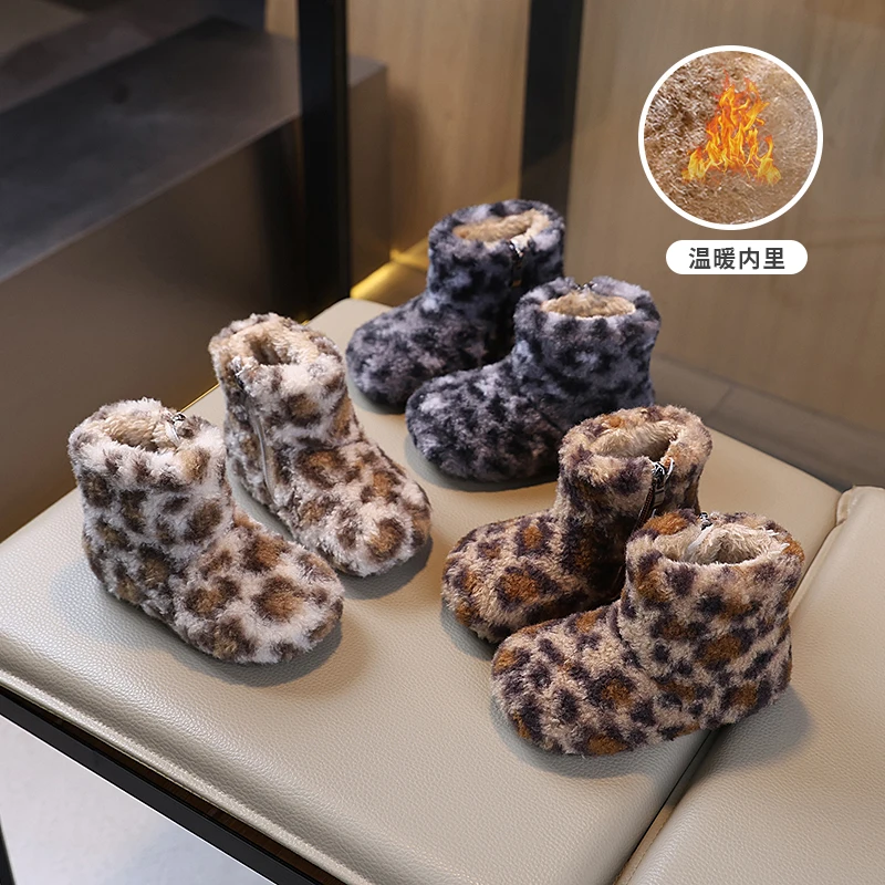 

Новинка 2023 года, детские милые меховые зимние ботинки на мягкой подошве с плюшем, зимняя стильная теплая хлопковая обувь для девочек, удобная обувь