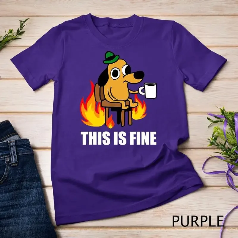 This Is Fine Dog Internet Meme Burning San Francisco T Shirt Unisex T shirt