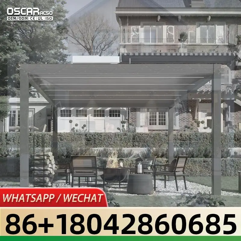 Motorized Aluminium PVC Retractable Waterproof Garden Awning for Outdoor Patio Backyard pergola