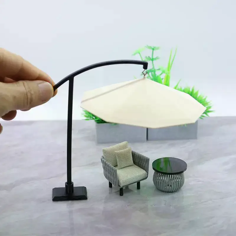1 szt. Miniaturowy parasol słoneczny do domku dla lalek, symulowany model parasola do piaskownicy, zewnętrzny parasol przeciwsłoneczny, dekoracja do domku dla lalek, zabawka, prezent