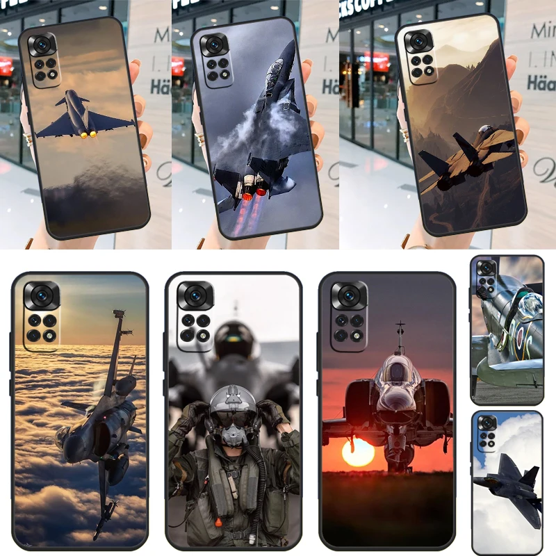 Military Aircraft Warship Fighter Case For Xiaomi Redmi Note 12 Turbo 8 9 10 11 Pro 8T 9S 10S 11S 12S Redmi 12C 10C 9C Cover