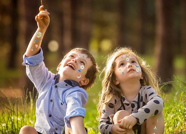 10 шт., маленькая татуировка с изображением ромашки, маленькая татуировка с цветком, маленькая свежая временная детская татуировка на шею, запястье, руку, наклейки, детские игрушки