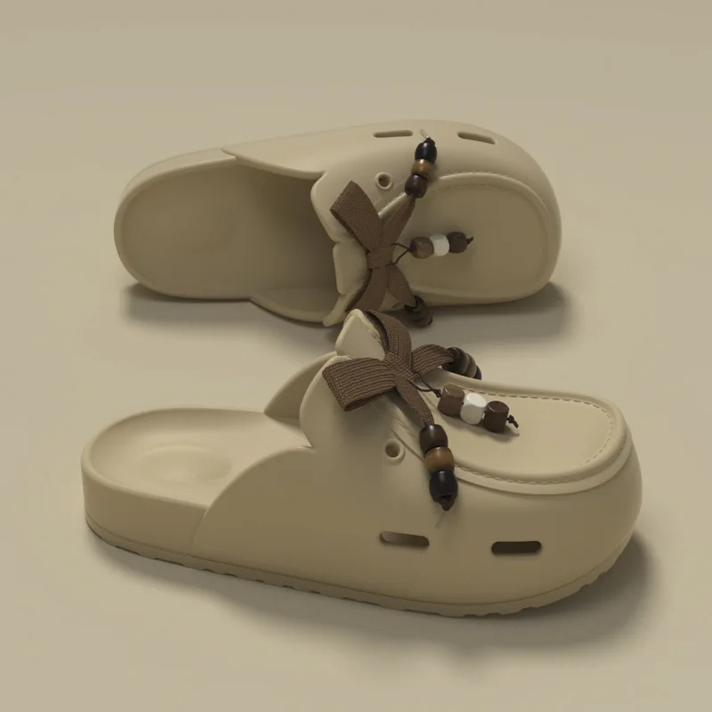 Mules Platform Women's Slippers House Closed-Toe Clogs Summer Luxury Designer Woman Shoes Bow Casual Indoor Outdoor Slides Soft