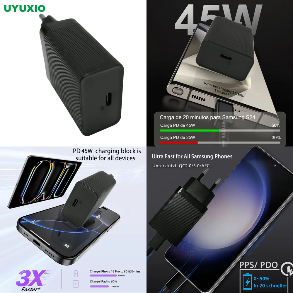 Novos Produtos UYUXIO Adaptador de Parede Turbo Carregador Rápido para Celular Tipo C PD 4.0 Carregamento Rápido para iPhone Macbook Samsung