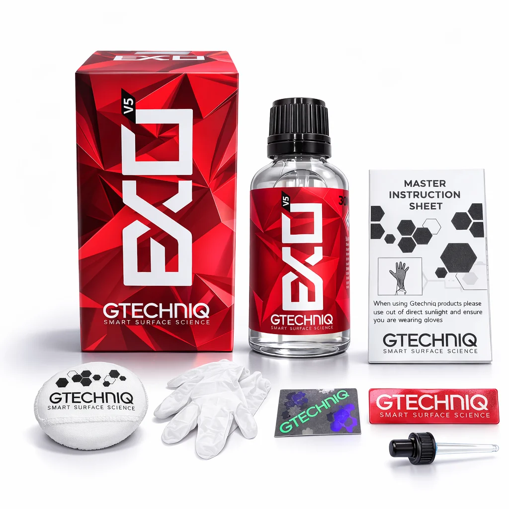 

EXO Ultra Durable Hydrophobic Coating V5 Protect Your Paint Add Gloss Repel Contaminants Get Rid of Water-Spots