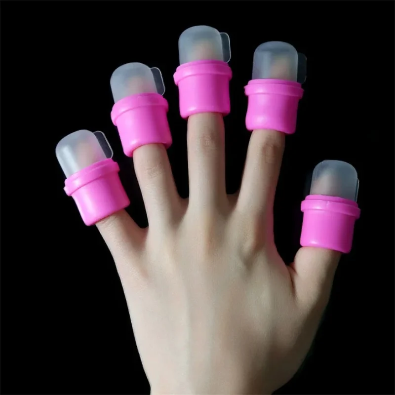 10/20/50/100PCS Pink Reusable Wraps Rubber Nail Art Soak Off Cap UV Gel Polish Remover Wrap Clean Polishing Manicure Tool