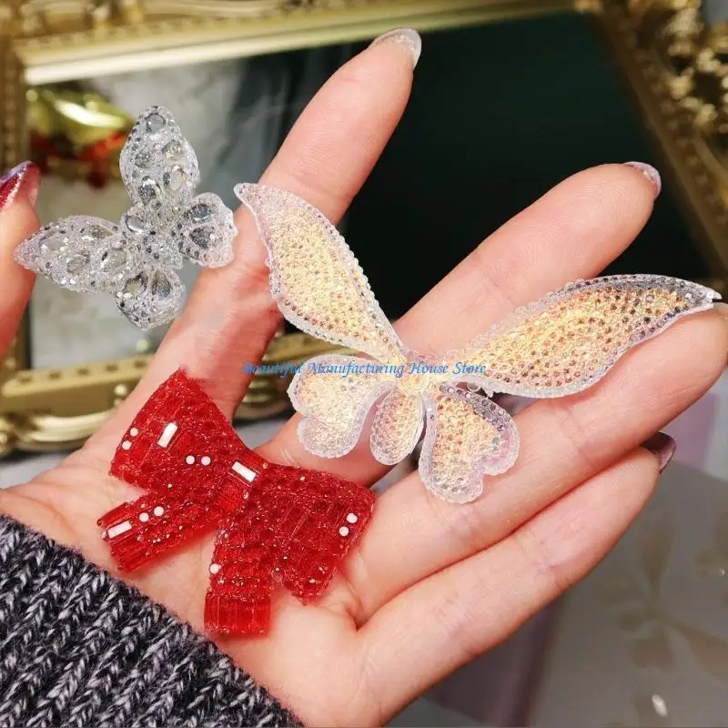 

E56A DIY Butterflies Hair Clips Mould Hair Pin Keychain Pendant Mold Silicone Resin Brooch Mould Phone Shell Patch Epoxy Mold