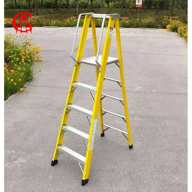 FRP Fiberglass Platform Ladder with Handrail